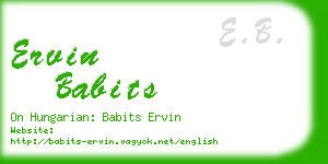 ervin babits business card